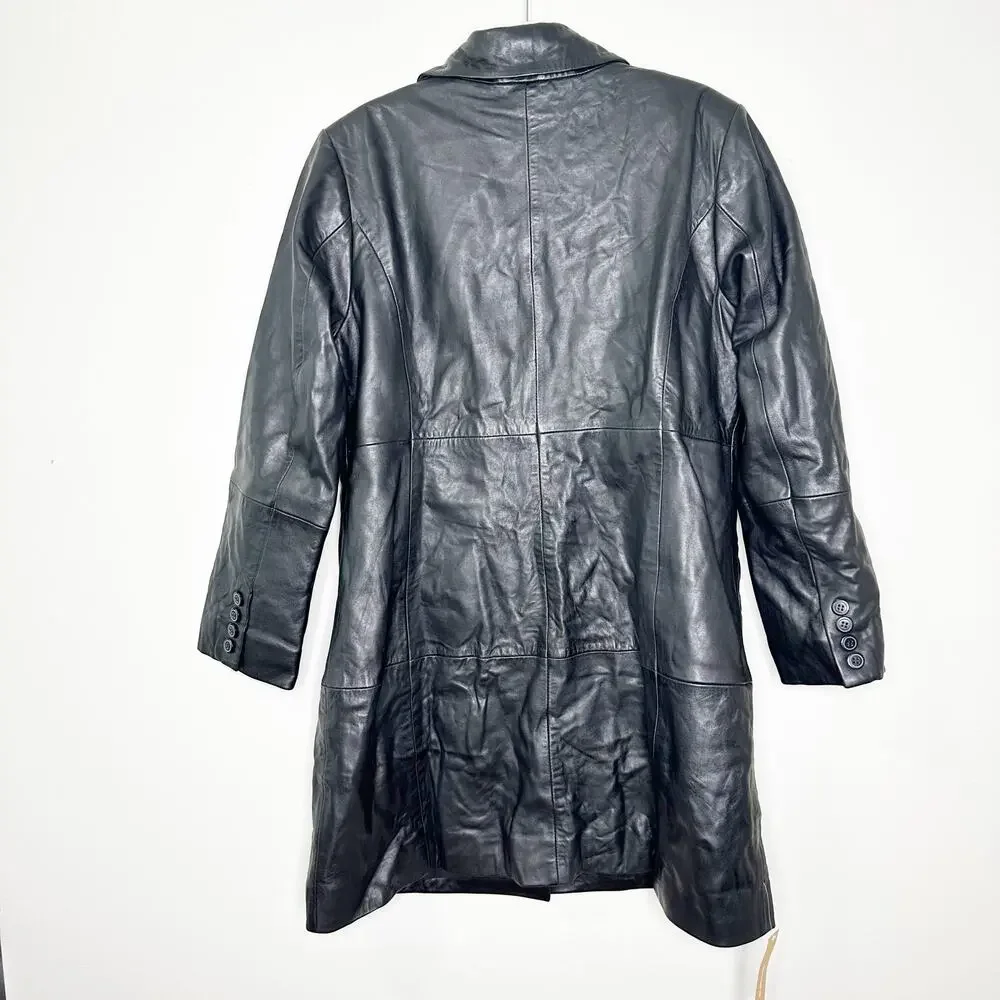 Reformation X Veda Crosby 90s Longline Blazer Leather Black Size 1X NEW